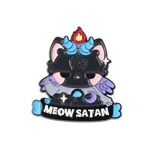 5/$20 Bad Magic Kitty Goat Meow Satan Funny Goth Wiccan Cat Lapel Pin